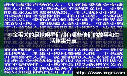养金毛犬的足球明星们都有哪些他们的故事和生活趣事分享